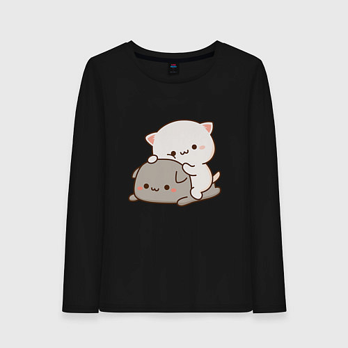 Женский лонгслив Милые котики / Черный – фото 1