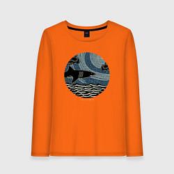 Лонгслив хлопковый женский Акула, цвет: оранжевый