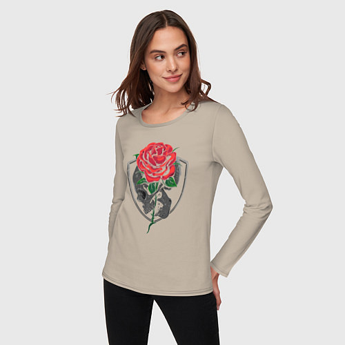 Женский лонгслив Skull&Rose / Миндальный – фото 3
