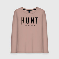 Лонгслив хлопковый женский HUNT: showdown черный, цвет: пыльно-розовый