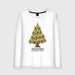 Лонгслив хлопковый женский Avocado Christmas Tree, цвет: белый