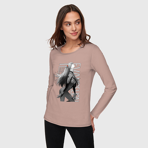 Женский лонгслив Евангелион / Пыльно-розовый – фото 3