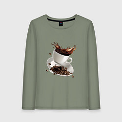 Лонгслив хлопковый женский Кофеек, цвет: авокадо