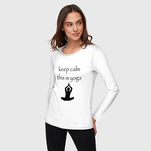 Женский лонгслив Keep calm this is yoga / Белый – фото 3