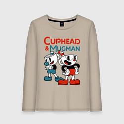 Лонгслив хлопковый женский Cuphead & Mugman, цвет: миндальный