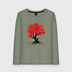 Лонгслив хлопковый женский САКУРА SAKURA ВИШНЯ, цвет: авокадо