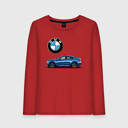 Лонгслив хлопковый женский BMW X6, цвет: красный