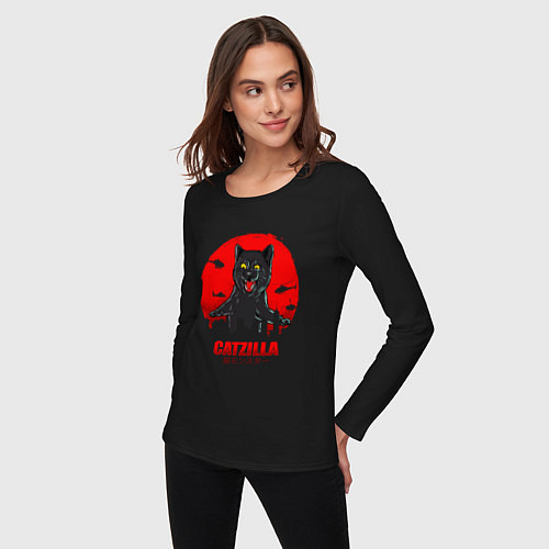 Женский лонгслив КОТЗИЛЛА CATZILLA / Черный – фото 3