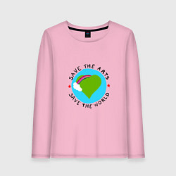 Лонгслив хлопковый женский Планета Земля, цвет: светло-розовый