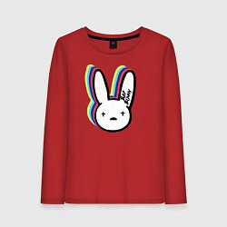 Лонгслив хлопковый женский Bad Bunny logo, цвет: красный