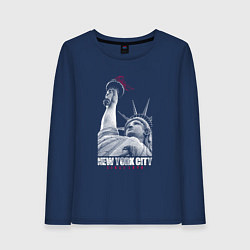 Лонгслив хлопковый женский Statue Of Liberty, цвет: тёмно-синий