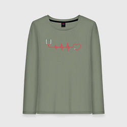 Лонгслив хлопковый женский Медсестра Стетоскоп Z, цвет: авокадо