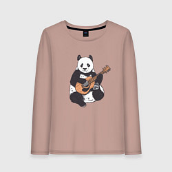 Лонгслив хлопковый женский Панда гитарист Panda Guitar, цвет: пыльно-розовый