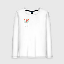 Лонгслив хлопковый женский Zoidberg карман, цвет: белый