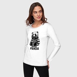Лонгслив хлопковый женский Плохая панда, цвет: белый — фото 2