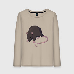 Лонгслив хлопковый женский Чёрная крыса, цвет: миндальный