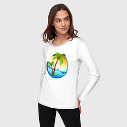 Лонгслив хлопковый женский Palm beach, цвет: белый — фото 2