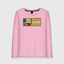 Лонгслив хлопковый женский LEON ПЛАШКА, цвет: светло-розовый