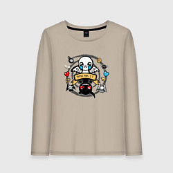 Лонгслив хлопковый женский THE BINDING OF ISAAC WHO AM I, цвет: миндальный