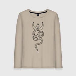 Лонгслив хлопковый женский Лунная змея, цвет: миндальный
