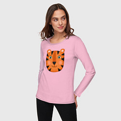 Лонгслив хлопковый женский Тигр, цвет: светло-розовый — фото 2