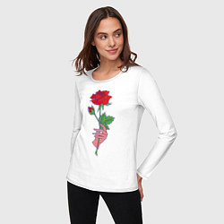 Лонгслив хлопковый женский Роза, цвет: белый — фото 2