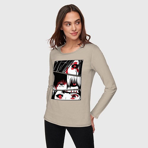 Женский лонгслив Токийский Гуль / Миндальный – фото 3
