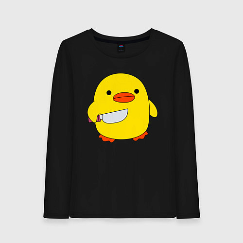 Женский лонгслив УТКА С НОЖОМ КРУГЛЯШ / Черный – фото 1