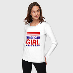 Лонгслив хлопковый женский American girl, цвет: белый — фото 2