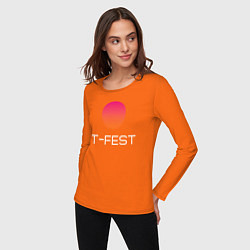 Лонгслив хлопковый женский T-Fest, цвет: оранжевый — фото 2