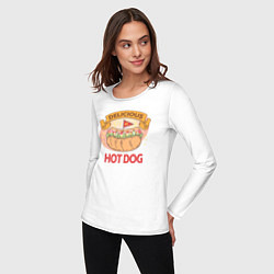 Лонгслив хлопковый женский Delicious Hot Dog, цвет: белый — фото 2