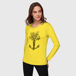 Лонгслив хлопковый женский Славянский якорь в виде дерева, цвет: желтый — фото 2