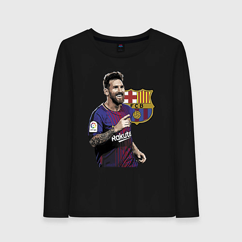Женский лонгслив Lionel Messi Barcelona Argentina / Черный – фото 1