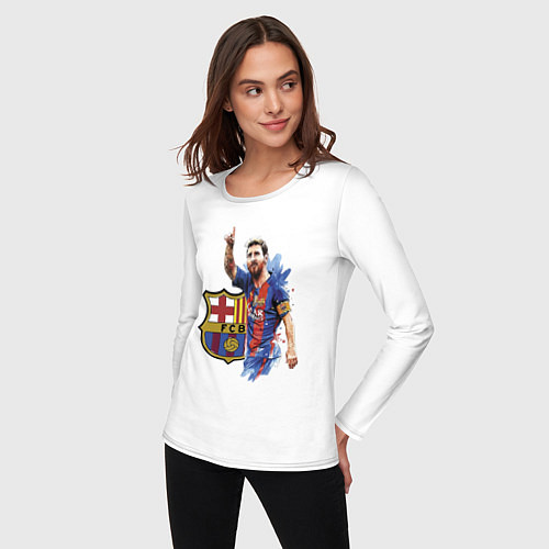 Женский лонгслив Lionel Messi Barcelona Argentina! / Белый – фото 3