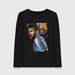 Лонгслив хлопковый женский Lionel Messi Barcelona Argentina Striker, цвет: черный