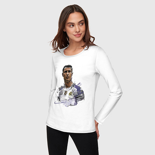 Женский лонгслив Cristiano Ronaldo Manchester United Portugal / Белый – фото 3