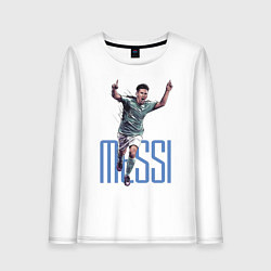 Лонгслив хлопковый женский Lionel Messi Barcelona Argentina Striker!, цвет: белый