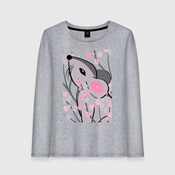 Женский лонгслив Мышка и сакура
