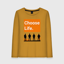 Лонгслив хлопковый женский Choose Life, цвет: горчичный