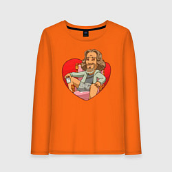 Лонгслив хлопковый женский В сердце, цвет: оранжевый