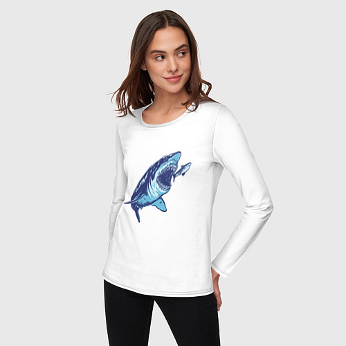 Женский лонгслив Гигантская акула Мегалодон / Белый – фото 3