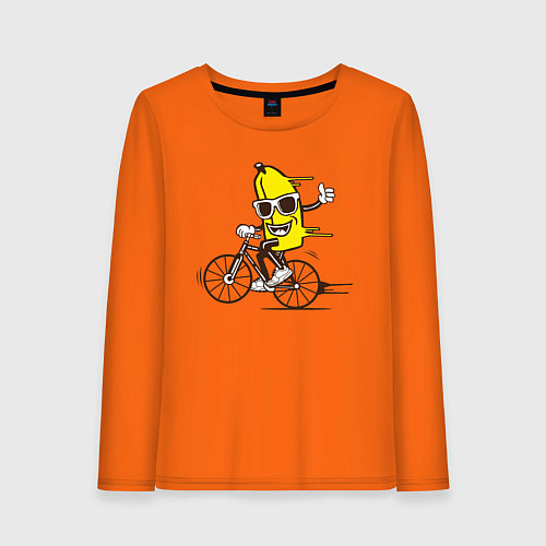 Женский лонгслив Банан на велосипеде / Оранжевый – фото 1