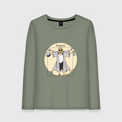 Лонгслив хлопковый женский DUDEISM Большой Лебовский, цвет: авокадо