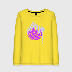 Лонгслив хлопковый женский Мяч - Волейбол, цвет: желтый
