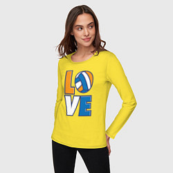 Лонгслив хлопковый женский Love Volleyball, цвет: желтый — фото 2