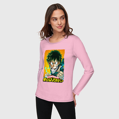 Женский лонгслив MY HERO ACADEMIA MIDORIYA IZUKU Z / Светло-розовый – фото 3