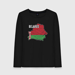 Лонгслив хлопковый женский Belarus Map, цвет: черный