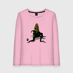 Лонгслив хлопковый женский Злая кукуруза, цвет: светло-розовый