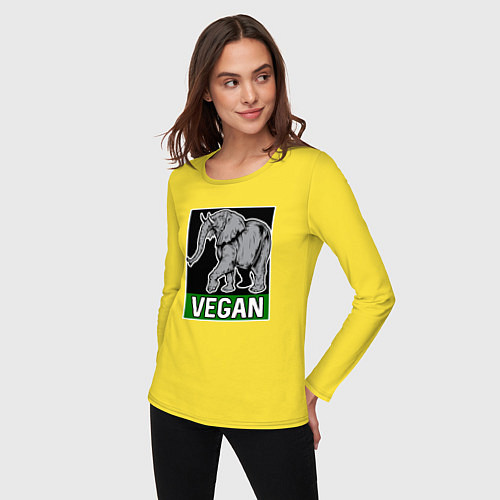 Женский лонгслив Vegan elephant / Желтый – фото 3