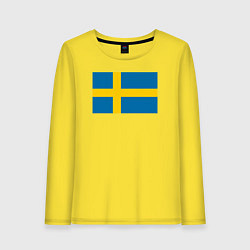 Лонгслив хлопковый женский Швеция Флаг Швеции, цвет: желтый